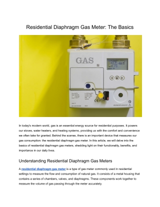 Basics of a Residential Diaphragm Gas Meter