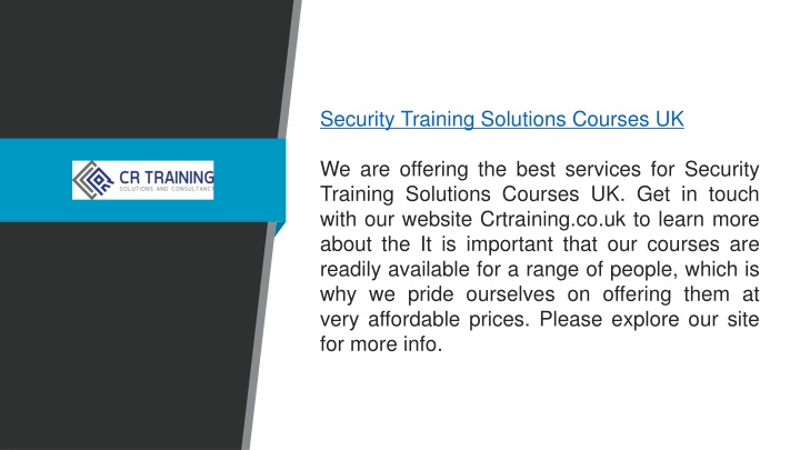 security training solutions courses