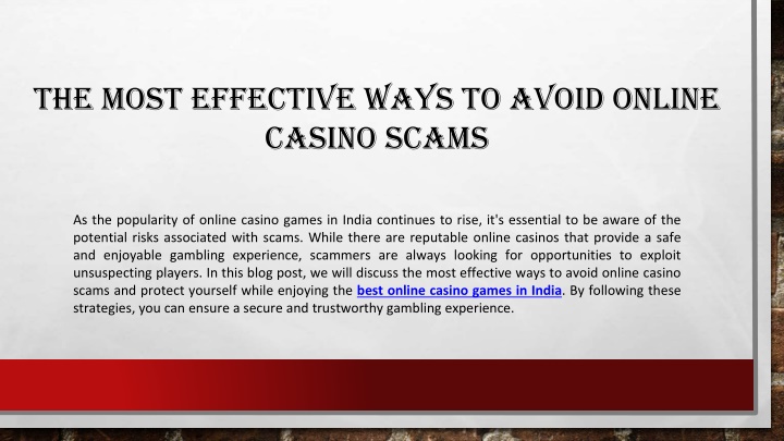 the most effective ways to avoid online casino scams
