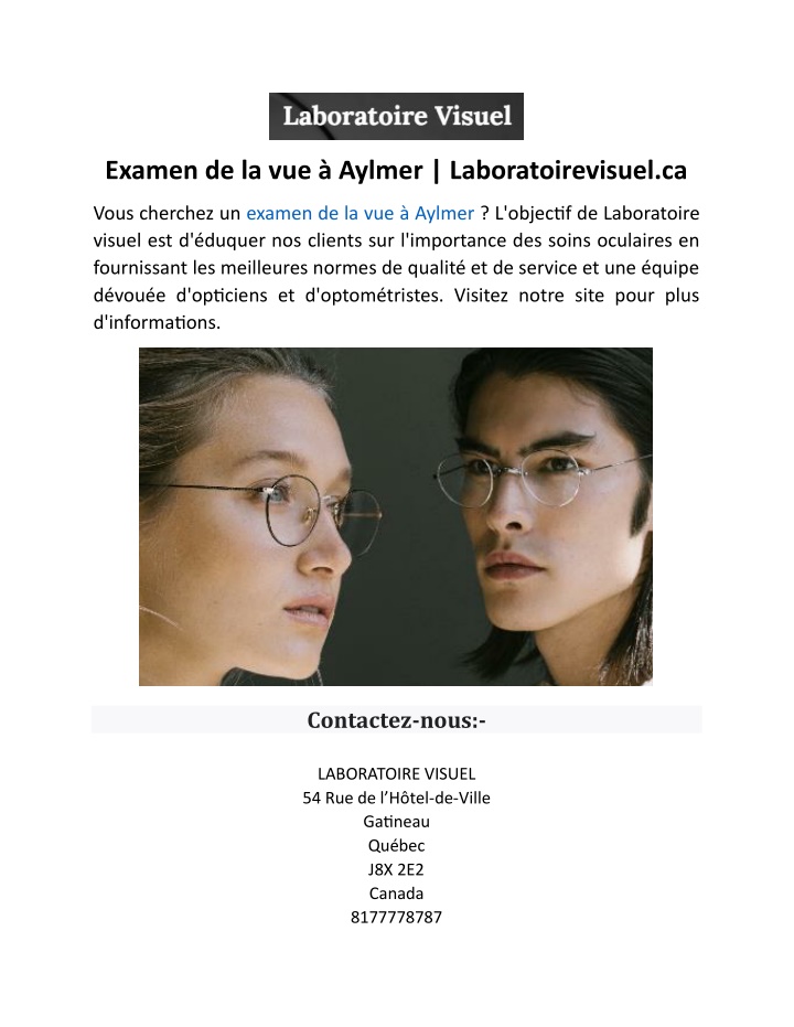 examen de la vue aylmer laboratoirevisuel ca