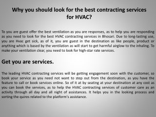 Why you should look for the best contracting services for HVAC?