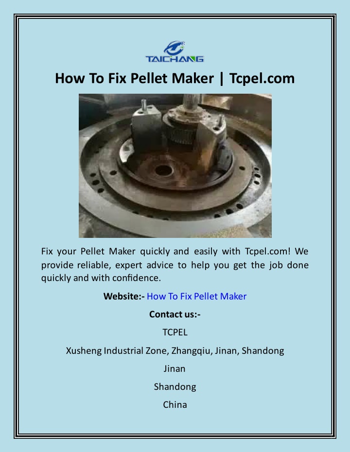 how to fix pellet maker tcpel com