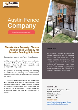 Elevate Your Property: Choose Austin Fence Company for Superior Fencing Solution