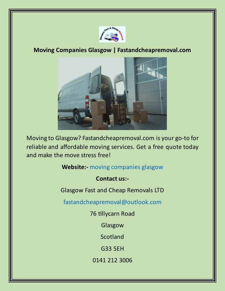 moving companies glasgow fastandcheapremoval com