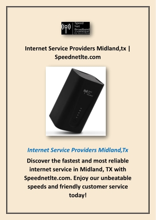 Internet Service Providers Midland,tx | Speednetlte.com