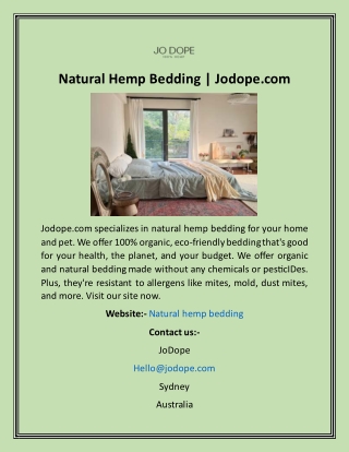 Natural Hemp Bedding  Jodope