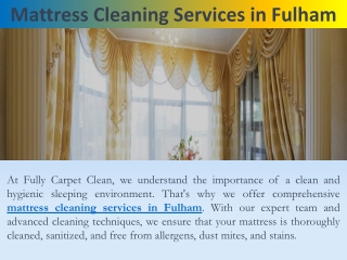 Mattress Cleaning Services in Fulham