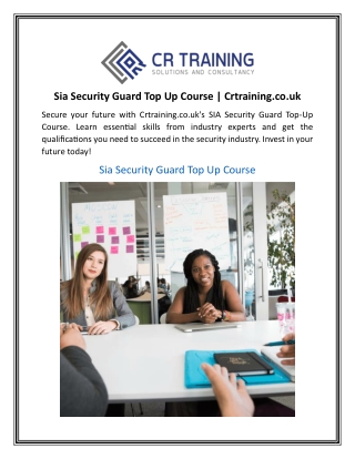 Sia Security Guard Top Up Course  Crtraining.co.uk