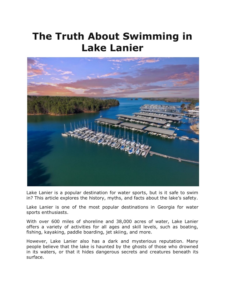 the truth about swimming in lake lanier