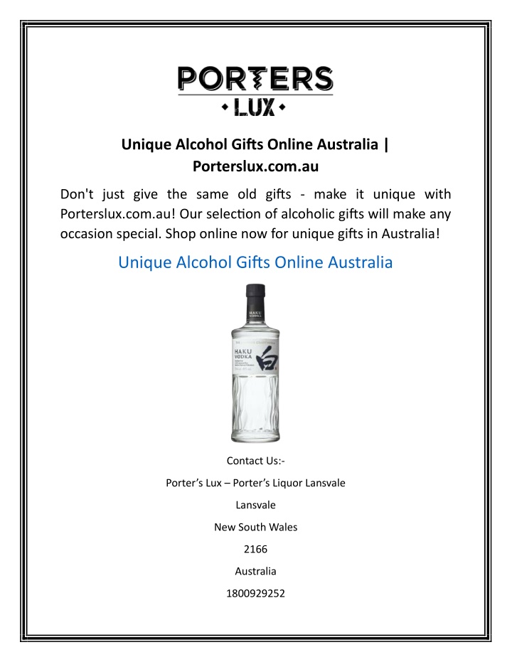unique alcohol gifts online australia porterslux