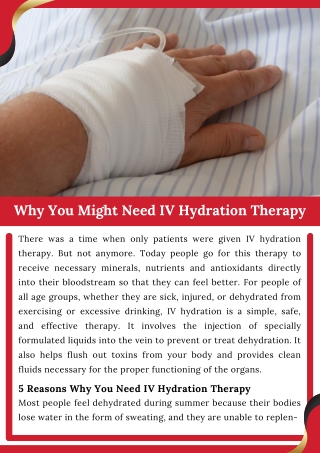 Why You Might Need IV Hydration Therapy