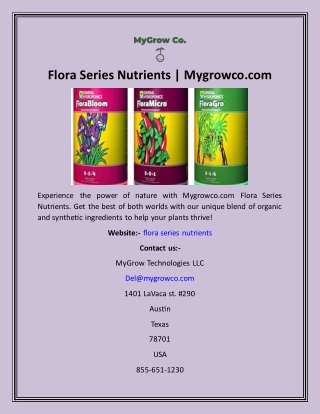 Flora Series Nutrients  Mygrowco