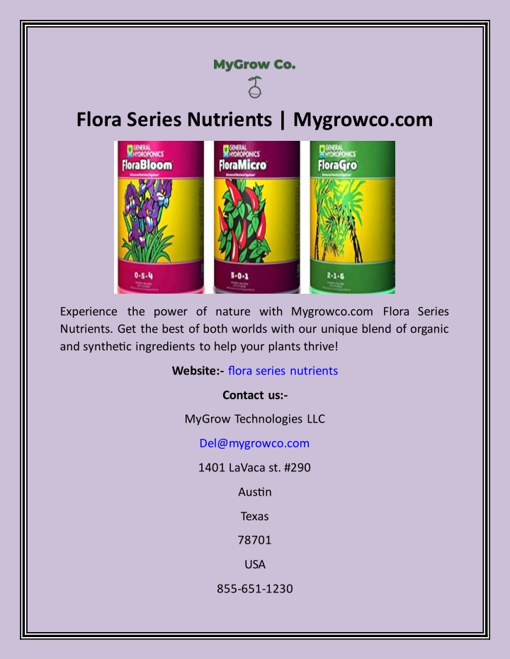 flora series nutrients mygrowco com