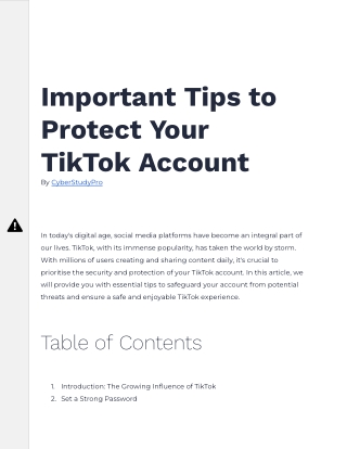 Important Tips to Protect Your TikTok Account