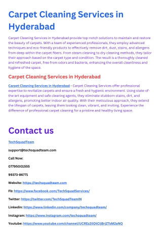 Carpet Cleaning Services in Hyderabad