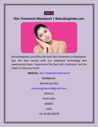 Skin Treatment Mandaveli  Relookingindia