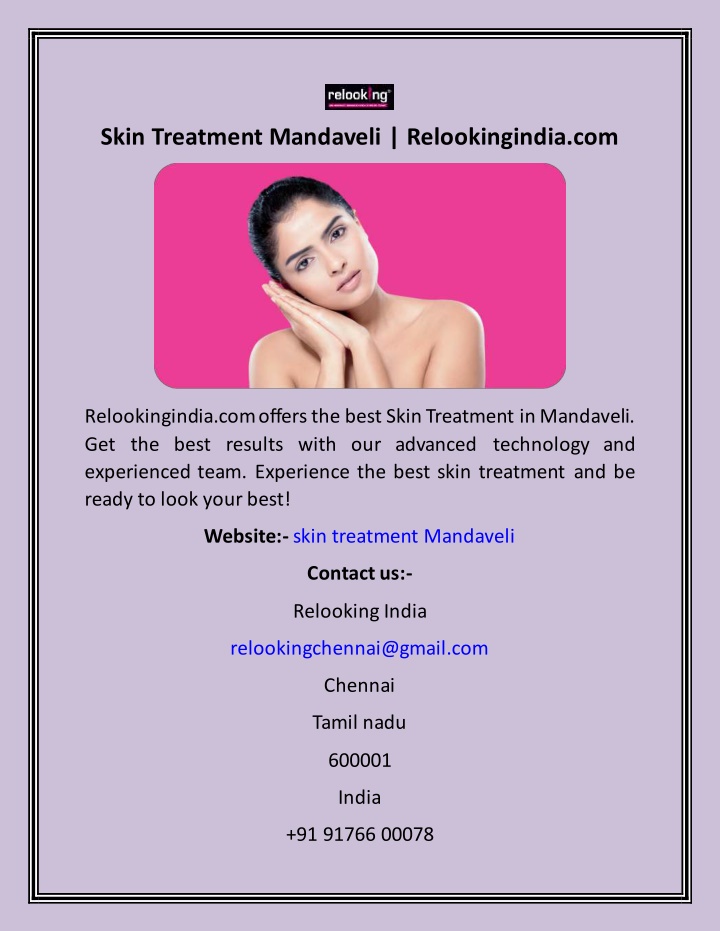 skin treatment mandaveli relookingindia com