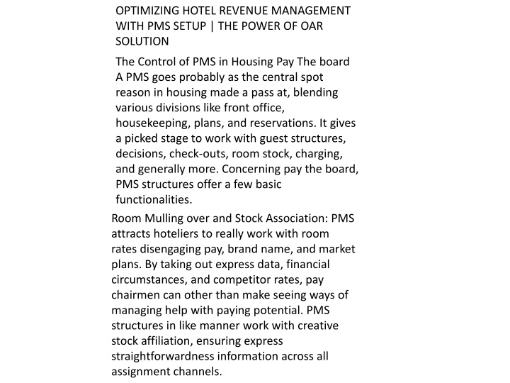 optimizing hotel revenue management with