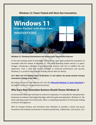 windows 11 power packed with next gen innovations