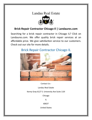 Brick Repair Contractor Chicago Il Landaures.com
