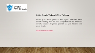 Online Security Training  Cyber Pathshala