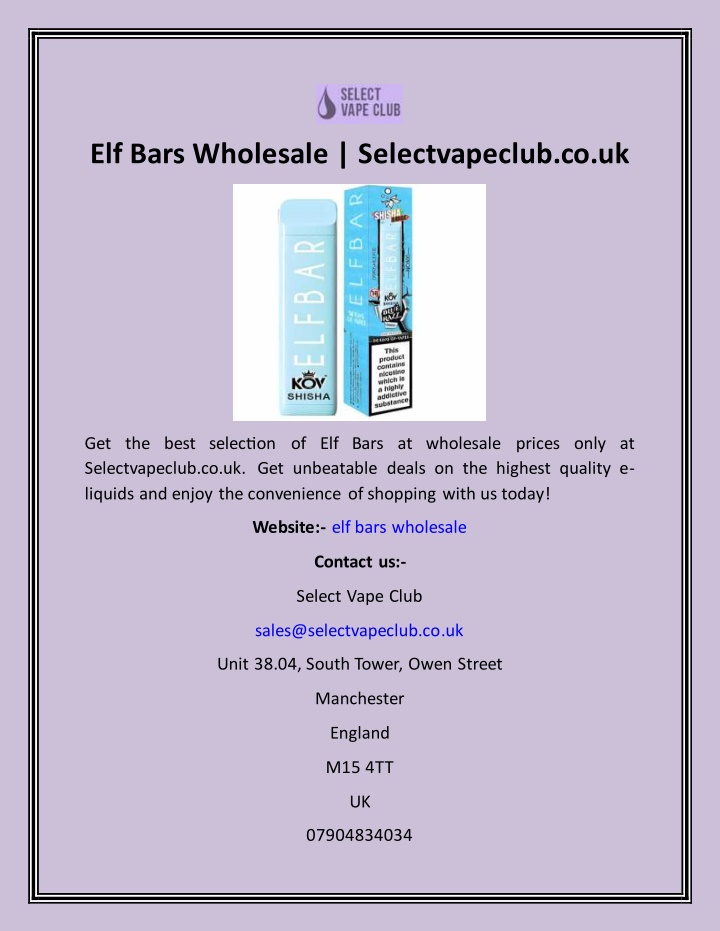 elf bars wholesale selectvapeclub co uk