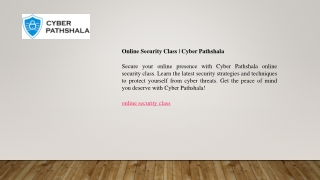 Online Security Class  Cyber Pathshala