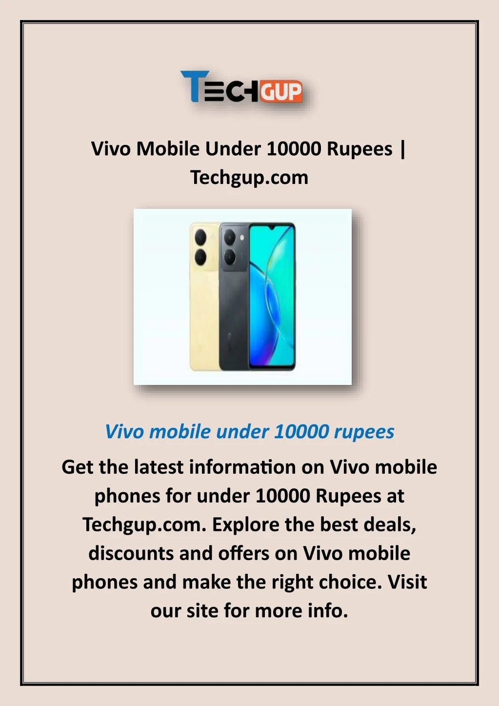 PPT - Vivo Mobile Under 10000 Rupees | Techgup.com PowerPoint ...