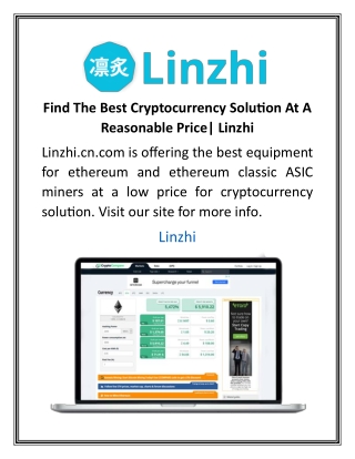 Find The Best Cryptocurrency Solution At A Reasonable Price Linzhi