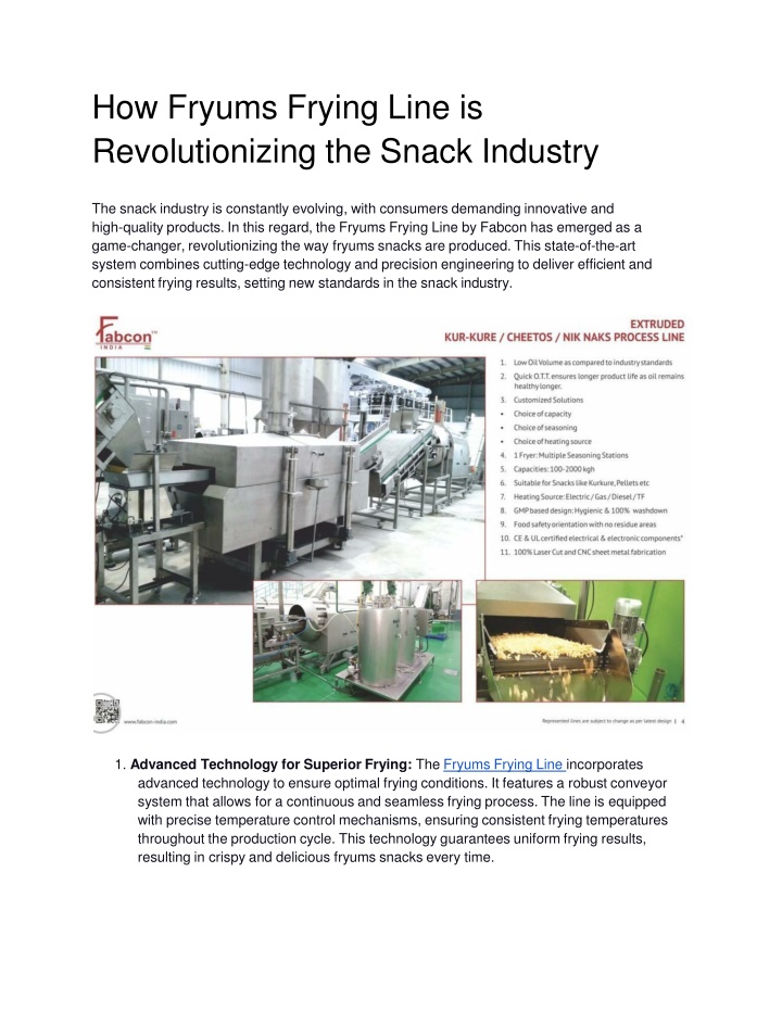 how fryums frying line is revolutionizing the snack industry