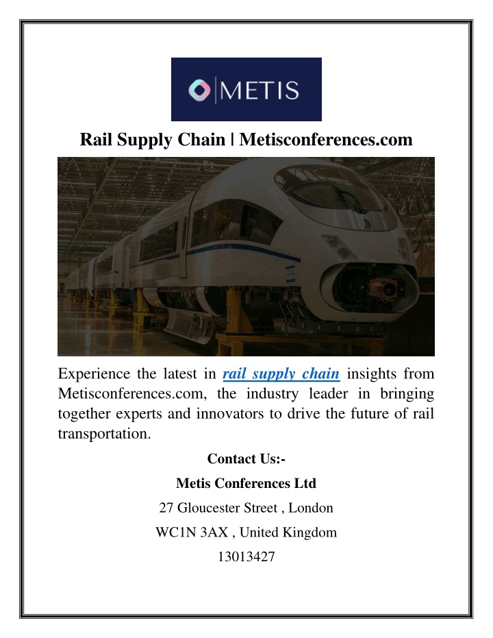 rail supply chain metisconferences com