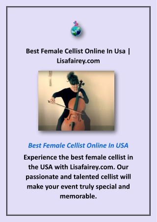 Best Female Cellist Online In Usa | Lisafairey.com