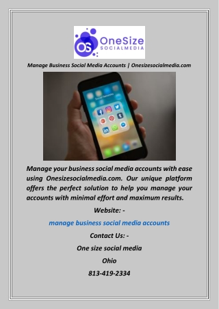 Manage Business Social Media Accounts  Onesizesocialmedia