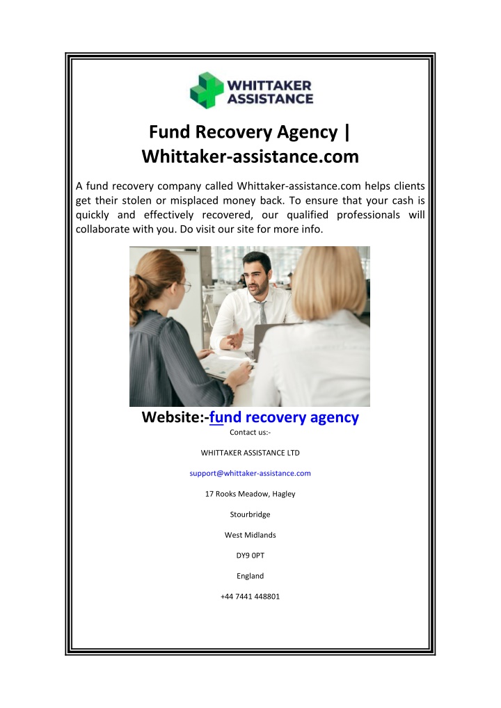 PPT Fund Recovery Agency PowerPoint