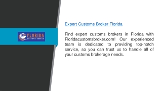 Expert Customs Broker Florida Floridacustomsbroker.com