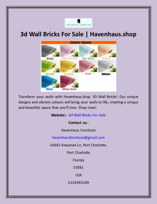 3d Wall Bricks For Sale  Havenhaus.shop