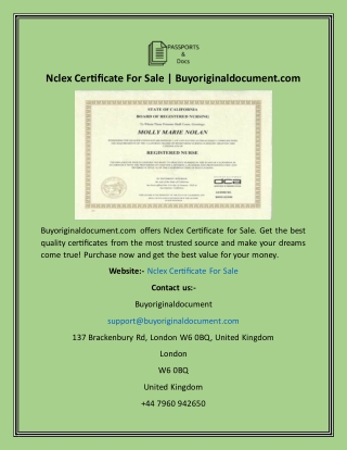 Nclex Certificate For Sale  Buyoriginaldocument