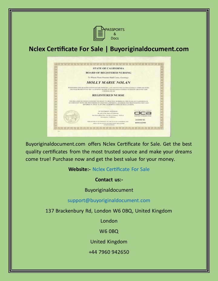 nclex certificate for sale buyoriginaldocument com