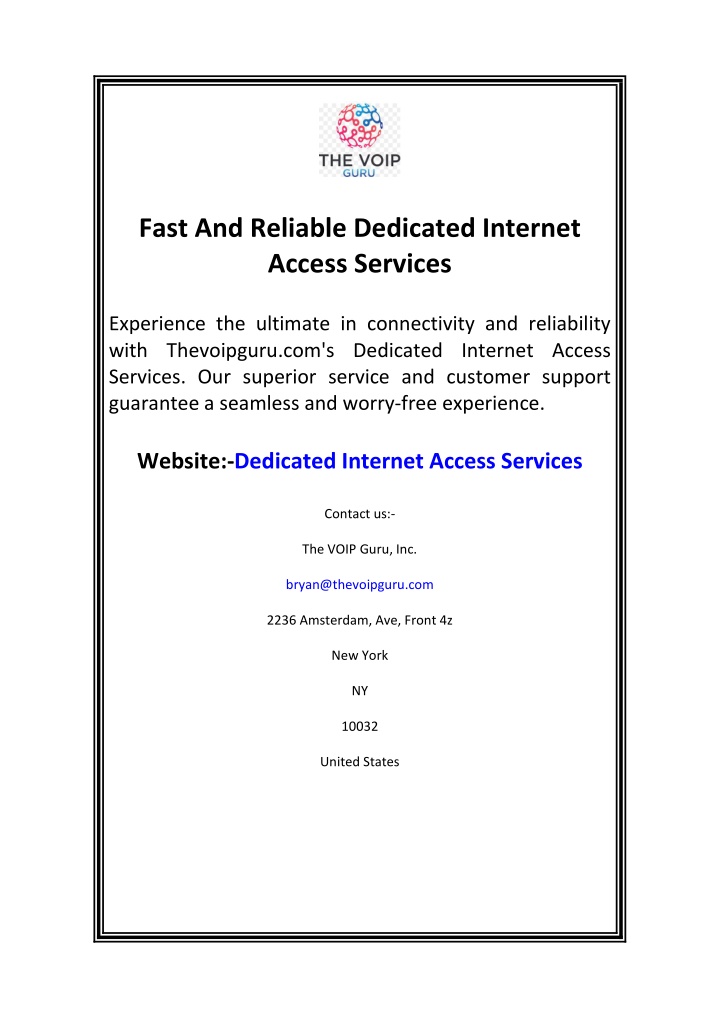 fast and reliable dedicated internet access