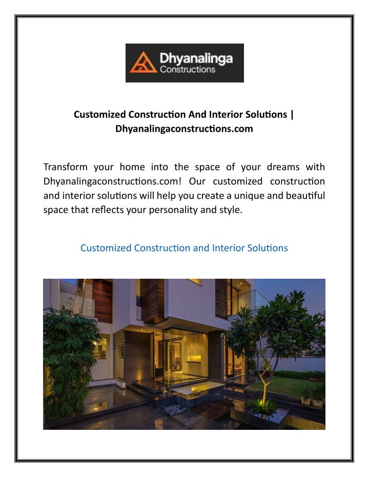 customized construction and interior solutions