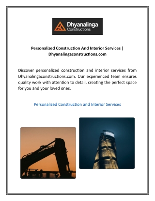 Personalized Construction And Interior Services  Dhyanalingaconstructions.com  2