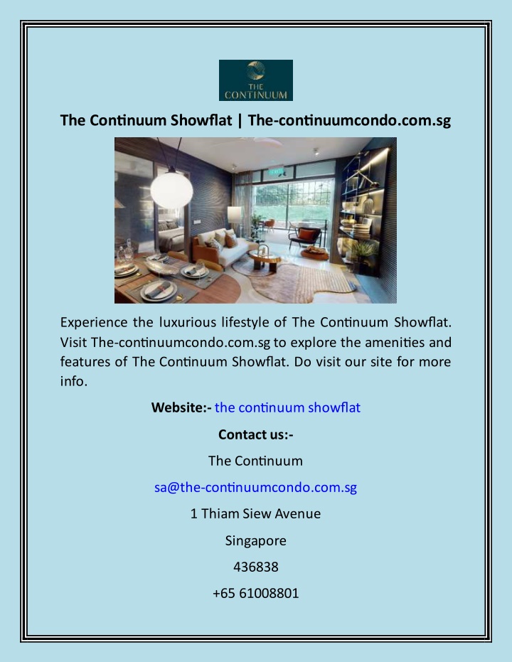 the continuum showflat the continuumcondo com sg