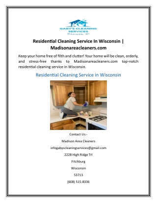 Residential Cleaning Service In Wisconsin Madisonareacleaners.com