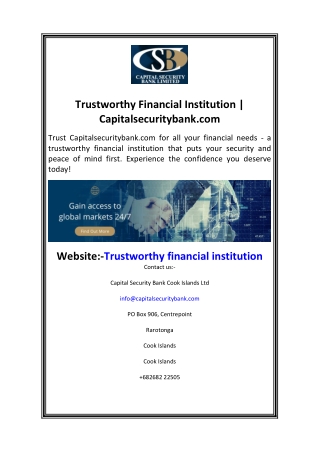 Trustworthy Financial Institution  Capitalsecuritybank.com