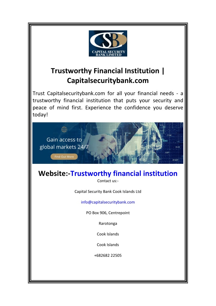 trustworthy financial institution