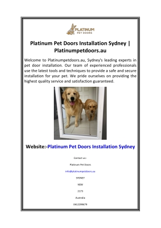 Platinum Pet Doors Installation Sydney Platinumpetdoors.au