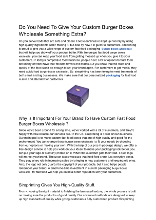 do you need to give your custom burger boxes