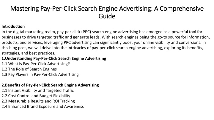 mastering pay per click search engine advertising a comprehensive guide