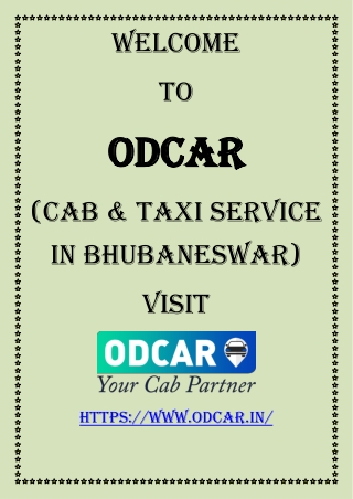 On-Demand Rides ODCAR’s Taxi Service in Bhubaneswar