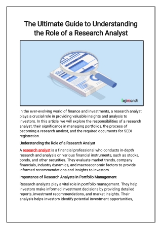 The Ultimate Guide to Understanding the Role of a Research Analyst